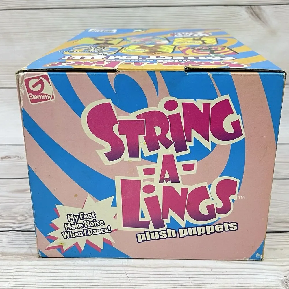 Vintage 2001 Gemmy String-A-Lings Plush Puppet Skeleton & Bones Marionette NOS